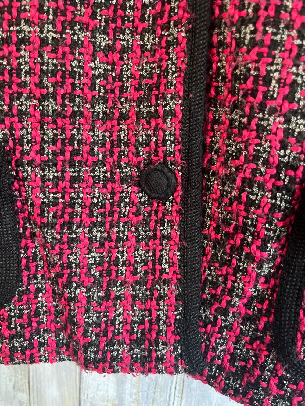Pendleton 18P Pink Black Tweed Wool Blend Cropped Jacket Blazer Petite - Picture 2 of 6